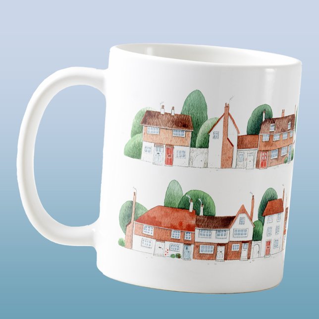 Mug Maison à l'aquarelle (Watercolor houses and cottages art coffee mug)