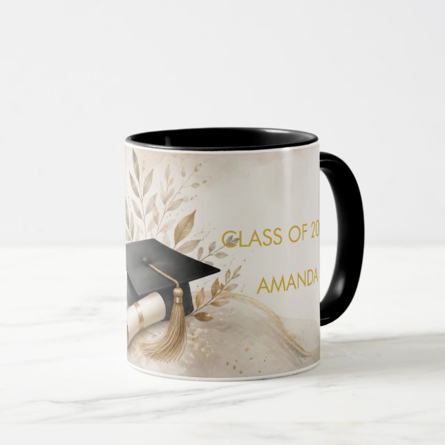 Mug Maison Bohème Élégante Année de Diplôme & Nom (Devant droit)