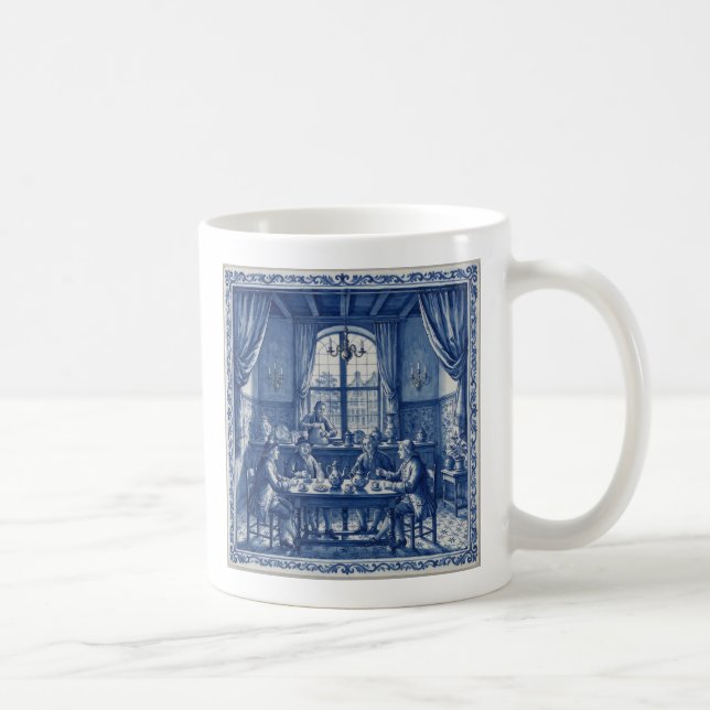 Mug Maison de café en carreaux de Delft bleus et blanc (Droite)