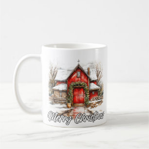 Mug Maison de campagne festive Joyeuses Fêtes