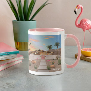 Mug Maison de Flamant rose moderne Palm Springs au mil