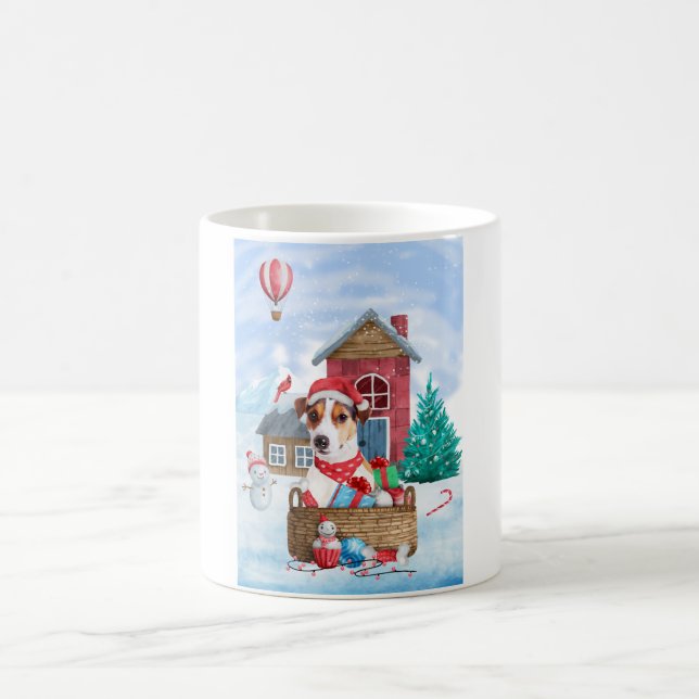 Mug Maison de Noël pour chien Jack Russell dans la nei (Centre)