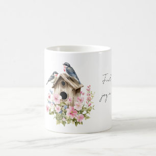 Mug Maison de oiseaux Blue Birds Joie Floral rose