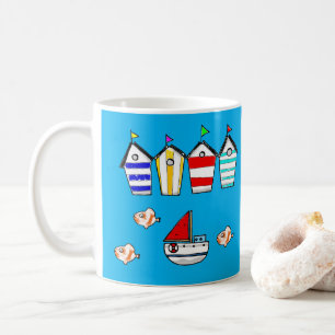 Mug maison de plage amusante et bateau de mer