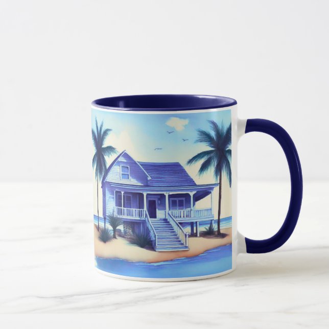 Mug Maison de plage avec palmiers (Droite)
