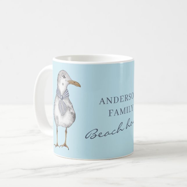 Mug Maison de plage personnalisée (Devant gauche)