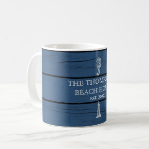 Mug Maison de plage Rustique Blue Wood Seahorse Lighth