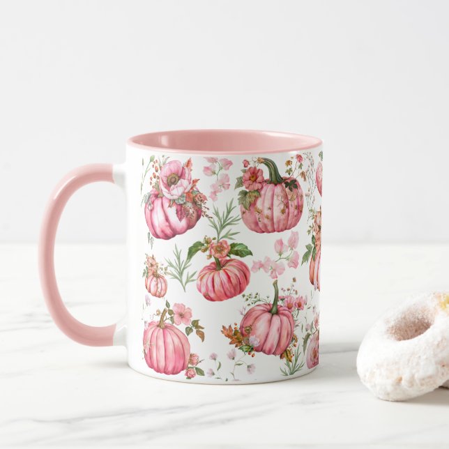 Mug Maison de poupée rose fantaisiste en citrouille aq (Avec donut)