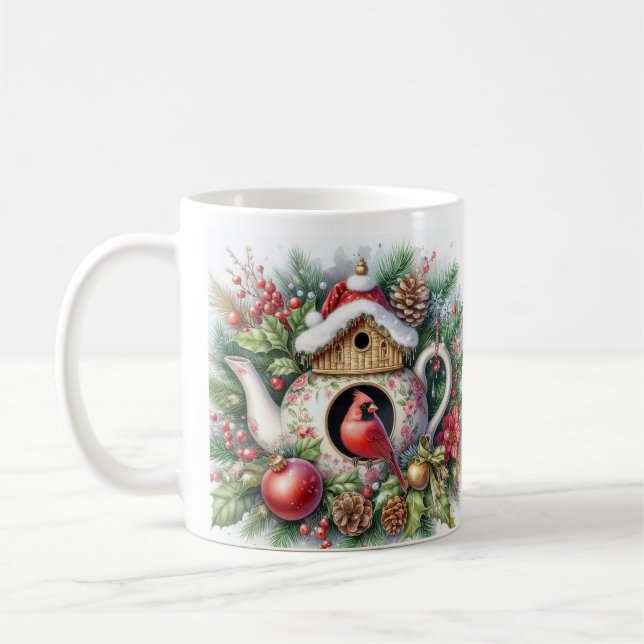 Mug Maison d'oiseau Théière Cardinal 3 (Gauche)