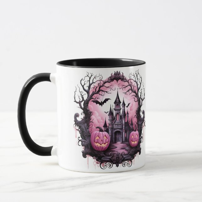 Mug Maison Éffrayante Halloween personnalisée, chauves (Gauche)