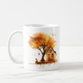 Mug "Maison en bois par arbre d'automne : paysage cham