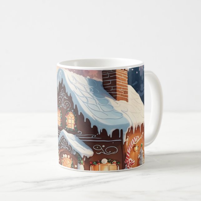 Mug Maison en pain d'épice Snowy Christmas Scène (Devant droit)