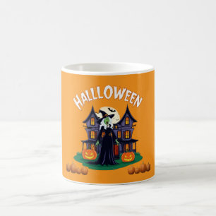 Mug Maison fantôme d'Halloween, citrouilles, sorcière,