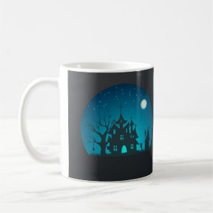 Mug Maison hantée bleue et noire effrayante et amusant