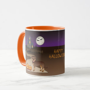 Mug Maison Hantée d'Halloween Rottweiler Rouge et Brun