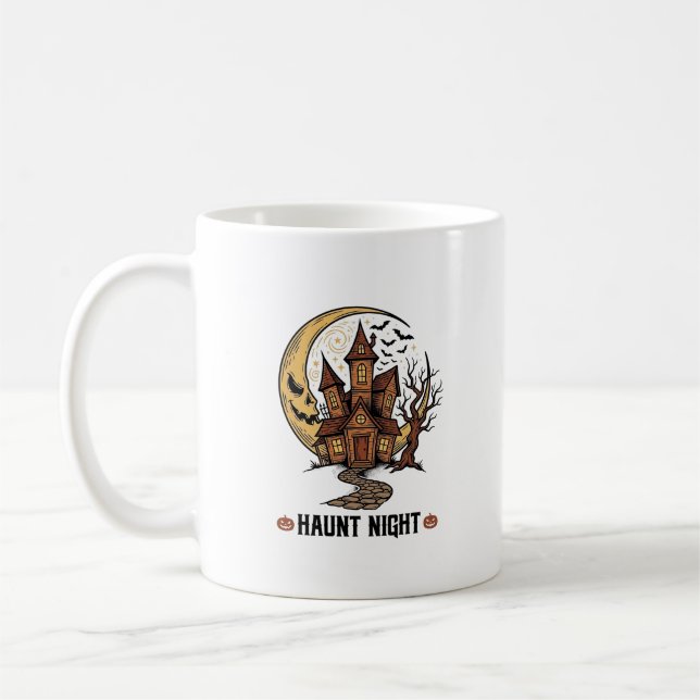 Mug Maison Hantée Halloween Gravure Vintage Blanche Sh (Gauche)