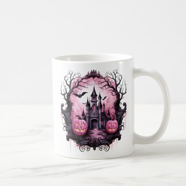 Mug Maison Hantée rose Halloween Florale (Droite)