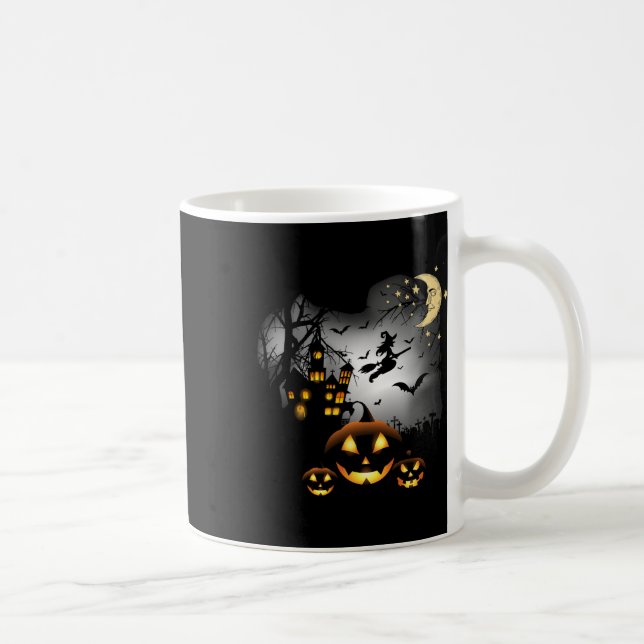 Mug Maison hantée - Sorcière volante - Jack-o'-lantern (Droite)
