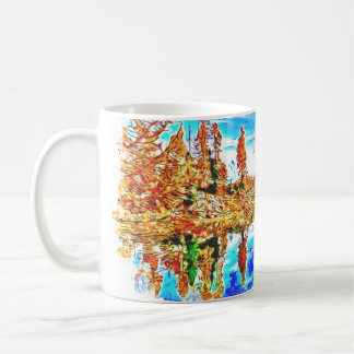 Mug Maison Lake Wood Forest Tree Sky Dessin Peinture