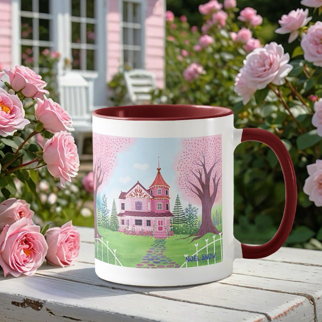 Mug Maison victorienne rose & Fleur de cerisier (Créateur téléchargé)