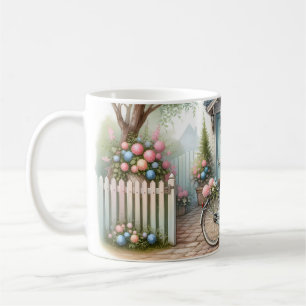 Mug Maisonnette Bleue avec Vélo et Panier de Fleurs Pr