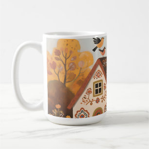 Mug Maisonnette d'art populaire Oiseaux Automne