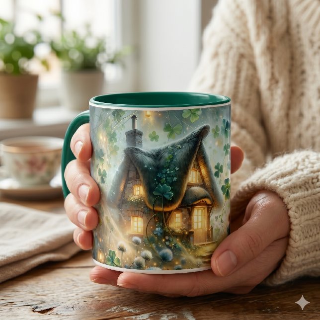 Mug Maisonnette lumineuse de la fée Shamrock (Shamrock Fairy Cottage Glow Mug)