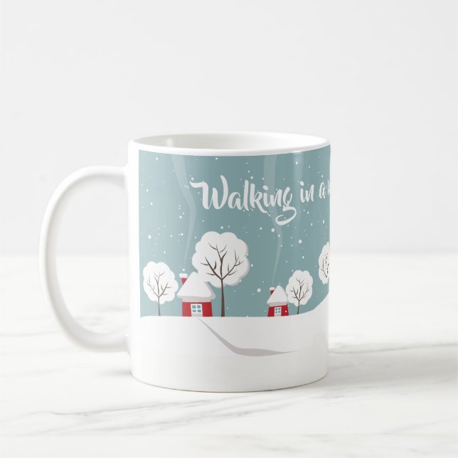 Mug Maisons et arbres enneigés mignons en hiver (Gauche)