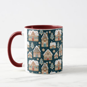 Mug Maisons et biscuits en pain d'épices mignons Bleu