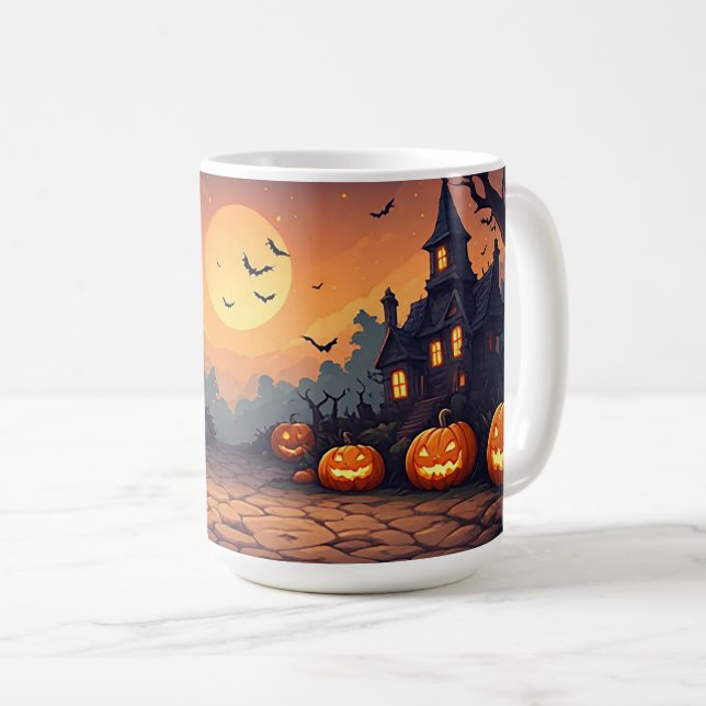 Mug Maisons hantées sous une lune d'Halloween 🎃 (Devant droit)