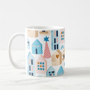 Mug Maisons scandinaves, motif d'humeur hivernale.