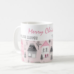 Mug Maisons vintages à Noël rose