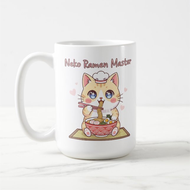 Mug Maître de Ramen Neko Kawaii Mignon Chat Cuisinier (Gauche)
