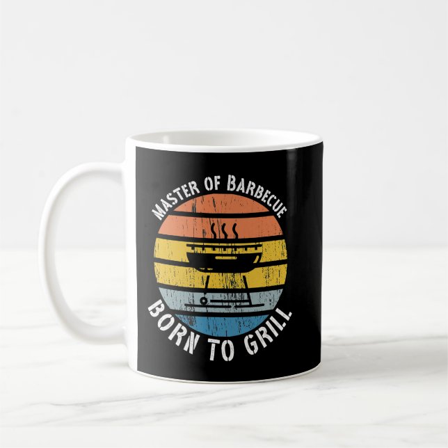 Mug Maître du barbecue Né pour Grill BBQ Grill (Gauche)