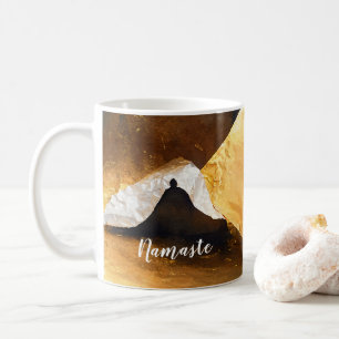 Mug Maître Reiki Maître de méditation Yoga d'or noir