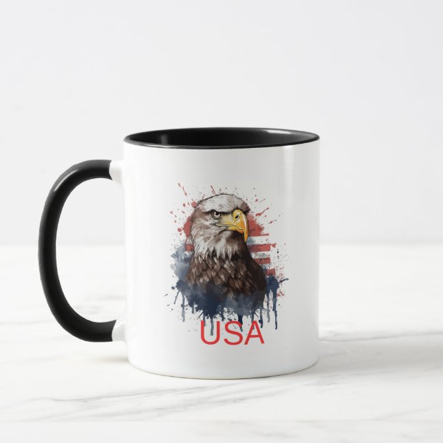 Mug Majestic American Bald Eagle in Watercolor (Gauche)