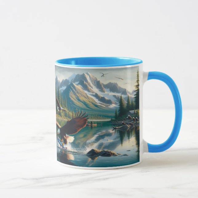 Mug Majestic Eagle Capturer le poisson au lever du sol (Droite)