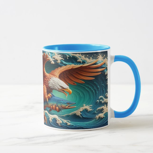 Mug Majestic Eagle Fishing dans une vague 36x24 (Droite)