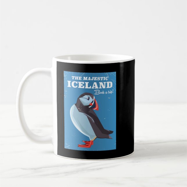 Mug Majestic Islande Puffin affiche de voyage vintage  (Gauche)
