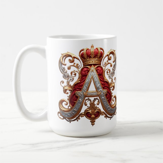 Mug Majestueuse lettre ornée A avec couronne (Gauche)