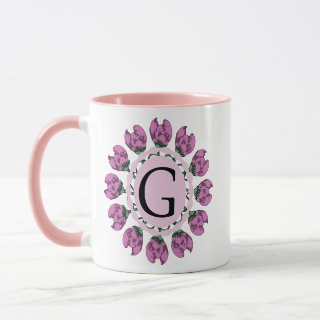 Mug Majuscule G monogramme floral (Gauche)