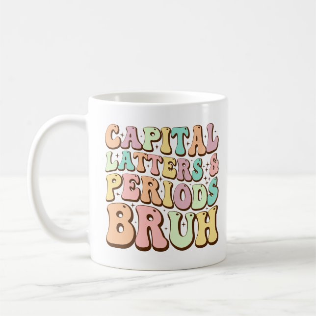 Mug Majuscules Et Périodes Bruh Prof De Anglais Drôle (Gauche)