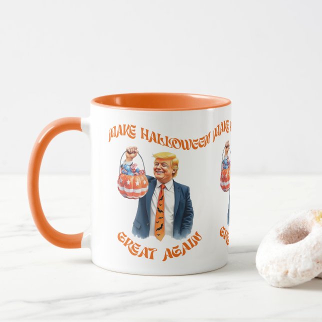 Mug Make Halloween Great Again Donald Trump Funny (Avec donut)