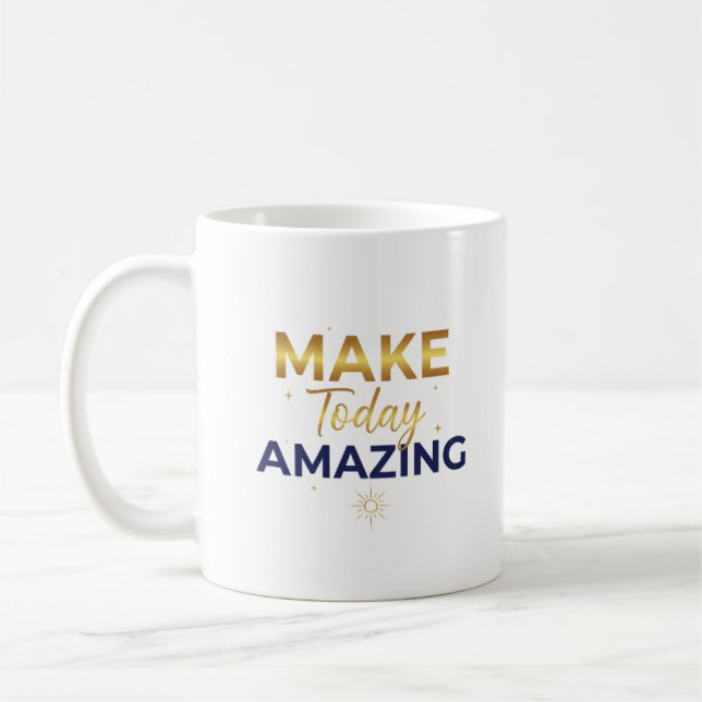 Mug Make Today Amazing Gold Navy Sun Design (Gauche)