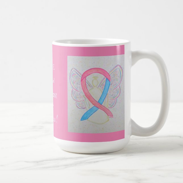 Mug Maladie Cancer du sein Sensibilisation Ruban Angel (Droite)