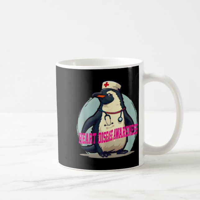 Mug Maladie cardiaque du manchot Sensibilisation Médic (Droite)
