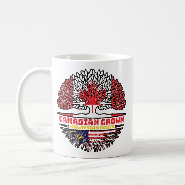 Mug Malaisie Drapeau des racines canadiennes de l'arbr (Gauche)