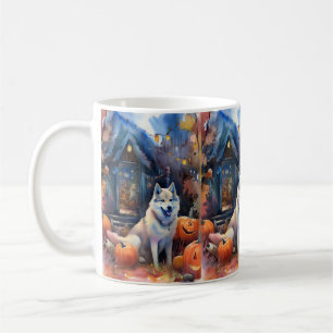 Mug Malamute d'Alaska Halloween avec citrouilles effra