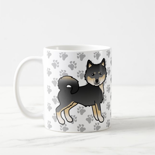 Mug Malamute d'Alaska noir et feu Chien mignon & Patte (Gauche)