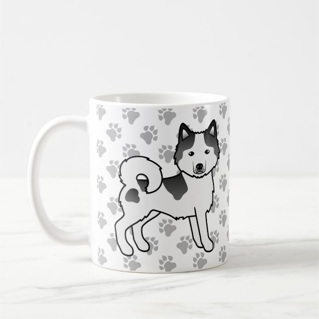 Mug Malamute d'Alaska Pie noir Chien et pattes mignons (Gauche)